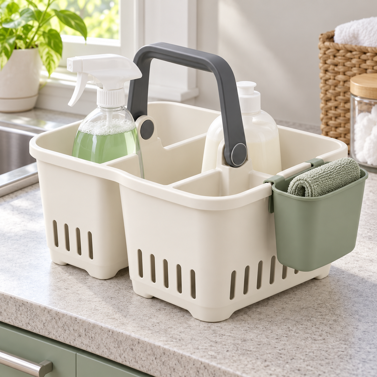 Carry Divided Cleaning Caddy — in-use view