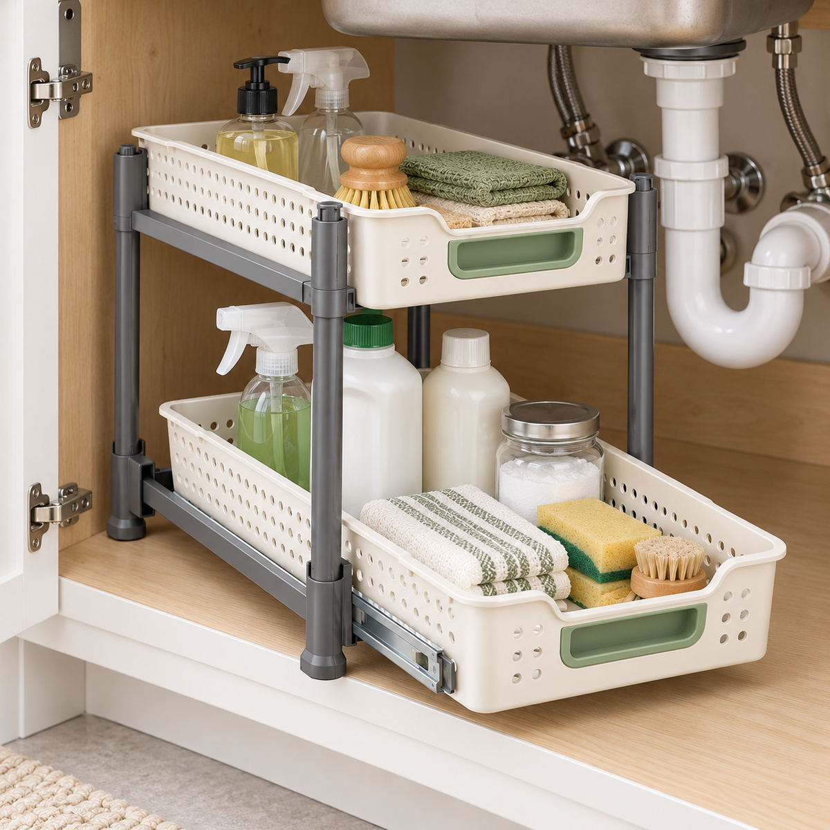 Rise Slide-Out Under-Sink Organizer — in-use view