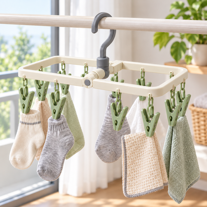 Clip Foldaway Drying Hanger — in-use view