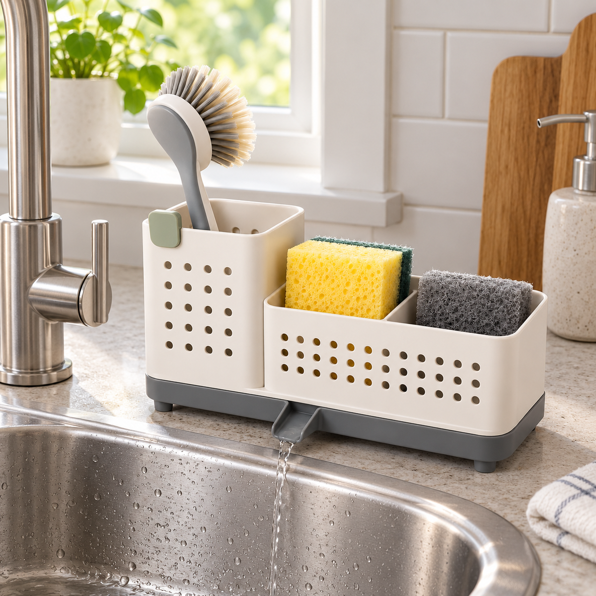 Flow Drain Sink Caddy — in-use view