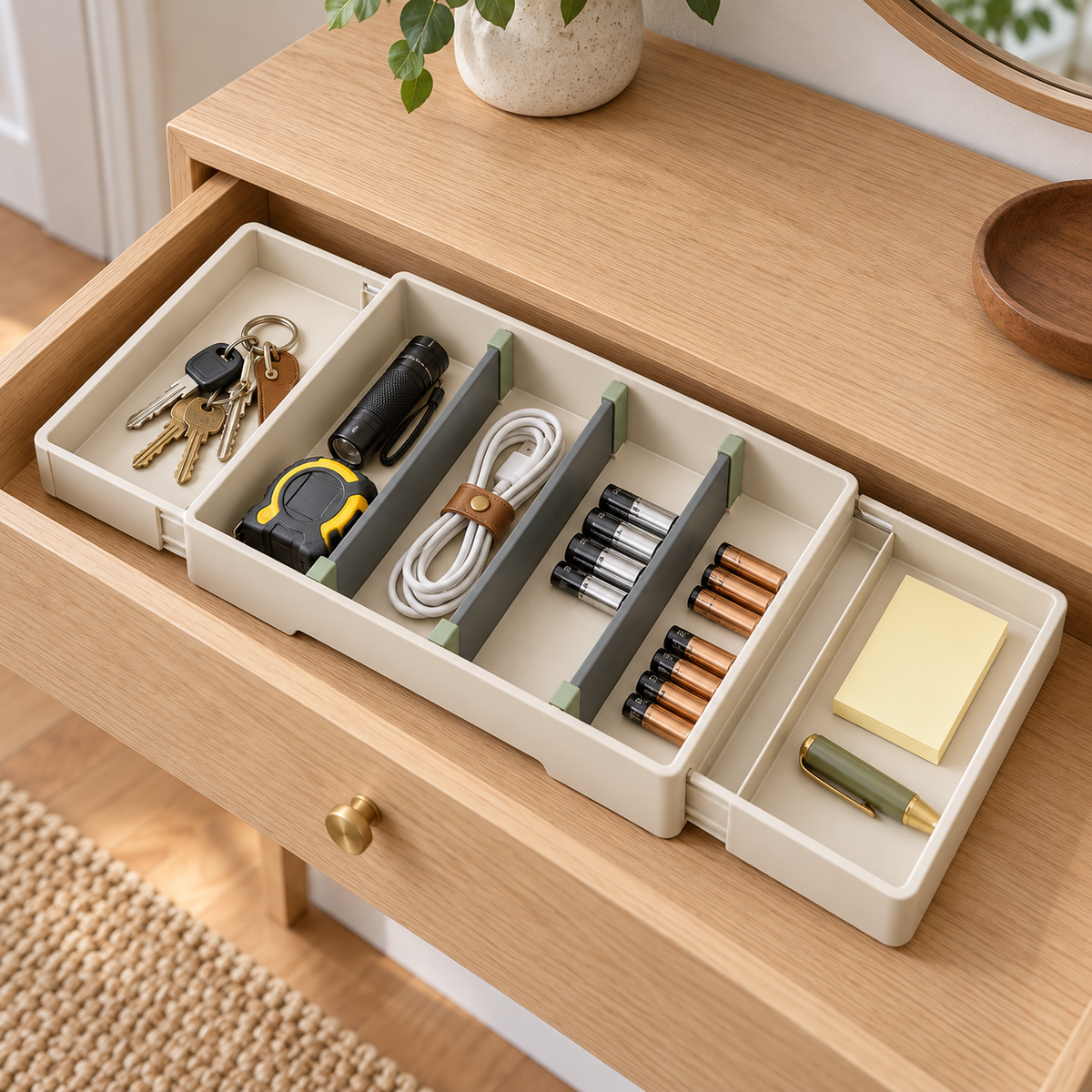 Shift Adjustable Drawer Organizer — in-use view